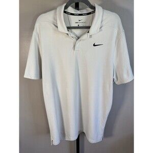 Nike Aeroreact Polo Shirt Mens XL WHITE Striped Collared Golf Stretch Snap